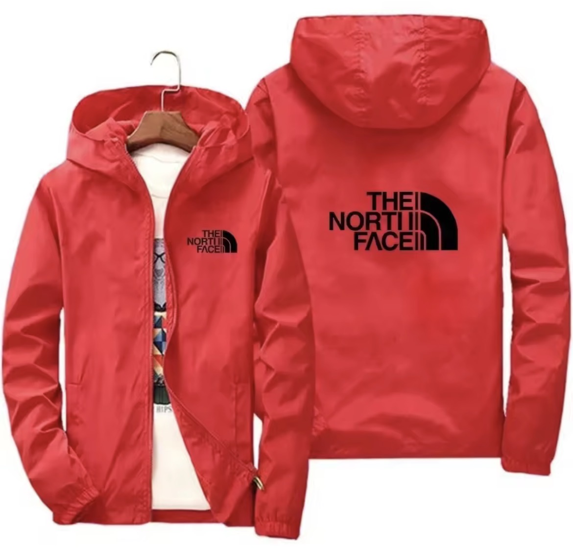 Men’s the north face coat jacket windbreaker hooded full zipper pockets drawstring breathable