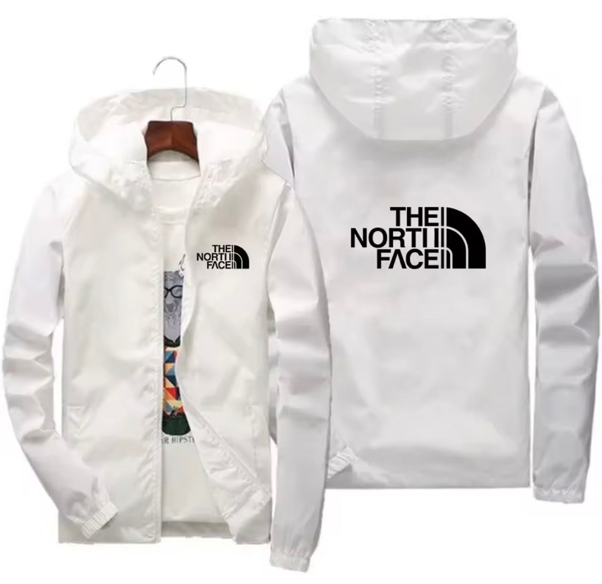 Men’s the north face coat jacket windbreaker hooded full zipper pockets drawstring breathable