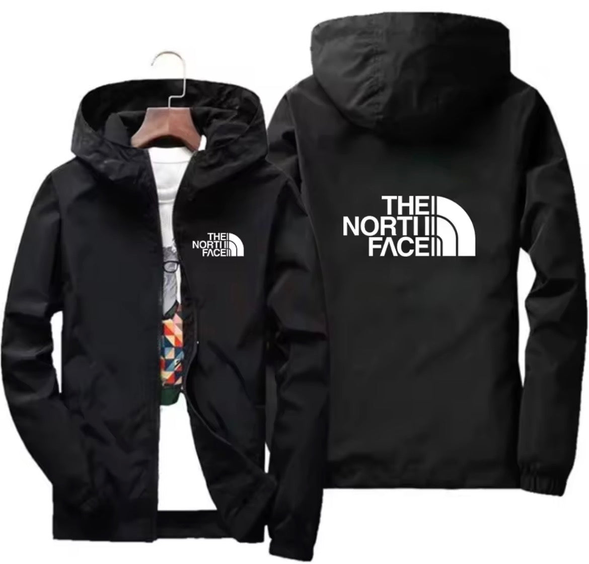 Men’s the north face coat jacket windbreaker hooded full zipper pockets drawstring breathable